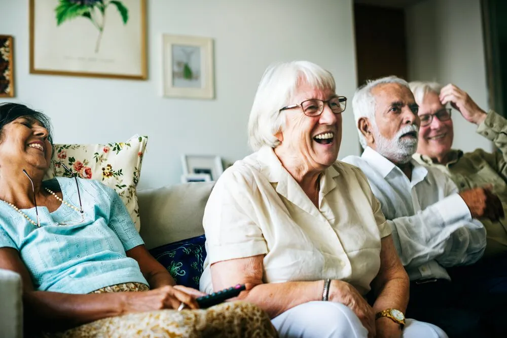 Senior,People,Watching,Televison,Together
