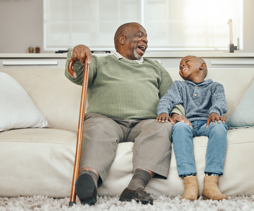 Grandpa and grandson in senior care near me.